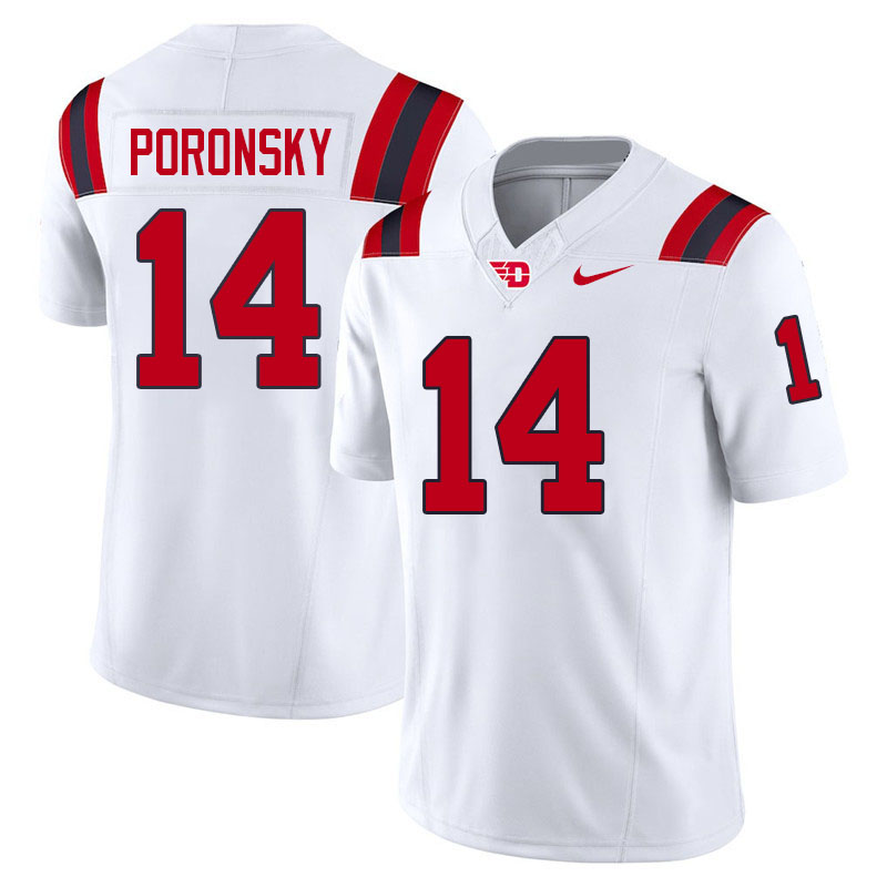 Dayton Flyers #14 Liam Poronsky College Football Jerseys,Uniforms-White